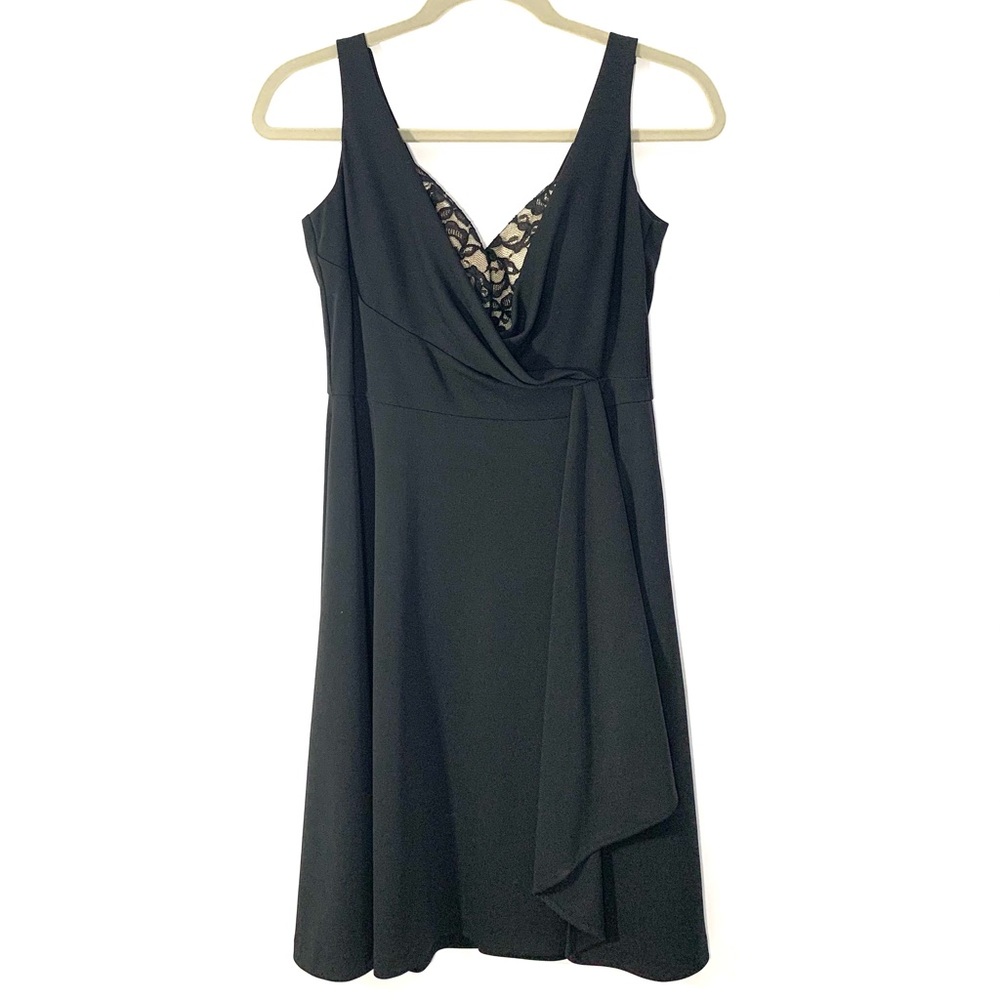 WHBM size 6 faux wrap black dress